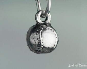 Miniature Sterling Silver Baseball Charm Ball Sports Tiny 3D Solid 925