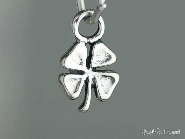 Miniature Sterling Silver Four Leaf Clover Charm Good Luck Lucky .925