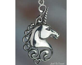 Sterling Silver Elegant Unicorn Charm Pretty Horse Design Solid .925