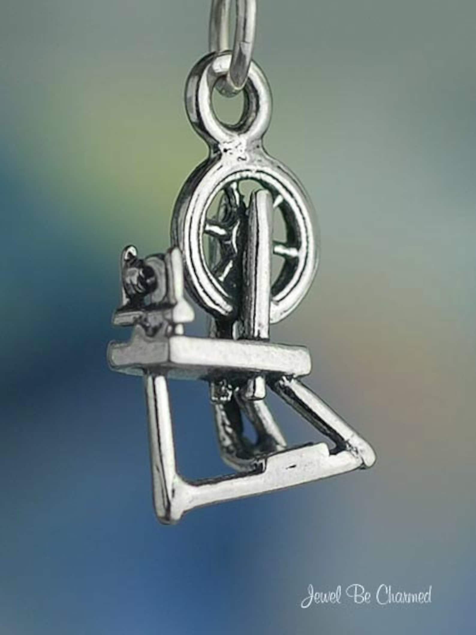 Sterling Silver Spinning Wheel Charm for Spinning Yarn 3D Etsy
