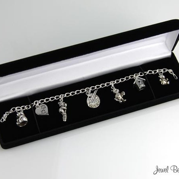 Long Bracelet Box Black Velvet Jewelry Boxes Beaded or Charm Bracelets