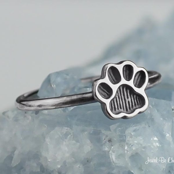 Sterling Silver Dog or Cat Pawprint Ring Paw Print Rings Solid .925