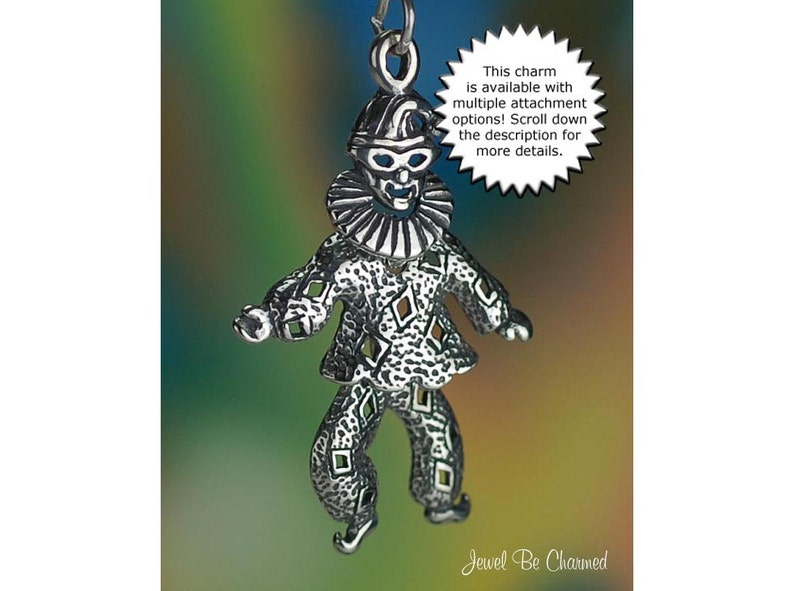 Sterling Silver Clown Charm Sterling Silver Movable Clowns Solid .925