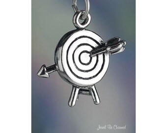 Sterling Silver Target with Arrow Archery Charm Archer 3D Solid .925