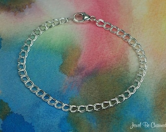 Sterling Silver Charm Bracelet Chain 8 Inch Length 4.2mm Double Links