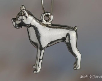 Sterling Silver Boxer Charm Dog Breed Purebred Boxers 3D Solid .925