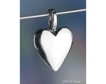 Sterling Silver Plain Simple Heart CHARM or PENDANT Love Solid .925