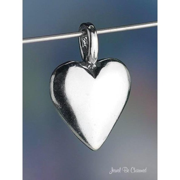 Sterling Silver Plain Simple Heart CHARM or PENDANT Love Solid .925