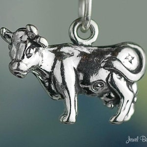 Sterling Silver Cow Charm Cows Dairy Farm Barnyard Animal 3D Solid 925