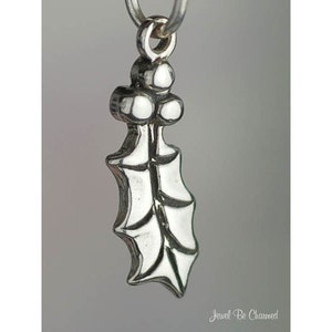 Sterling Silver Holly Leaf Charm Leaves and Berries Holiday Solid .925 image 1