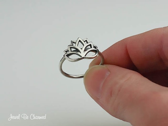 Sterling Silver Band Ring with Lotus Flower Motif - Floral Rebirth | NOVICA