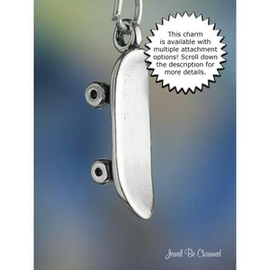 Sterling Silver Skateboard Charm Skate Deck for a Skater 3D Solid .925 image 2