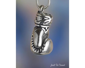 Sterling Silver Boxing Glove Charm Boxer Gloves Fighter 3D Solid .925