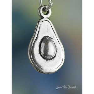 Sterling Silver Avocado Charm Fresh Fruit Guacamole Food 3D Solid .925