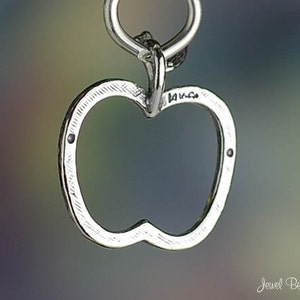 Sterling Silver Apple Outline Charm Food or For Teachers Solid .925 image 3