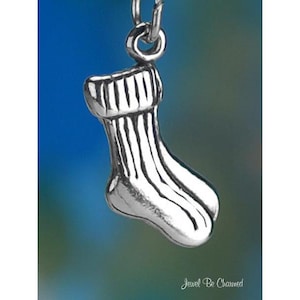 Sterling Silver Socks Charm Pair of Socks Footwear Feet 3D Solid .925