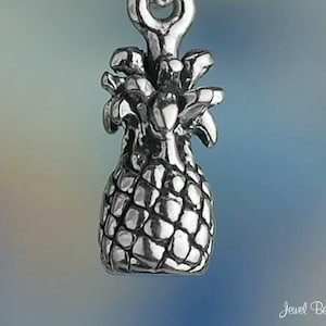 Sterling Silver Pineapple Charm Tropical Fruit Small 3D Solid .925