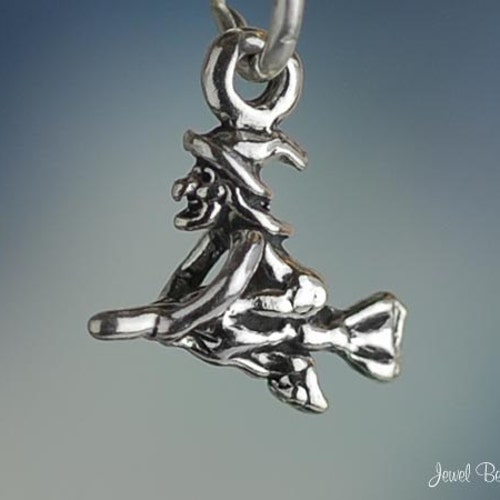Sterling Silver Witch Charm Halloween Charm Silver Witch Etsy