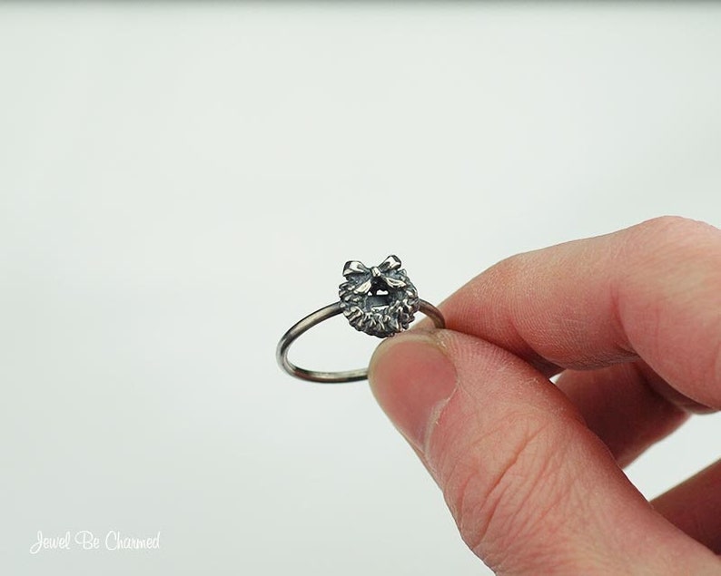 Sterling Silver Christmas Wreath Ring Solid .925 Rings Custom Sizes