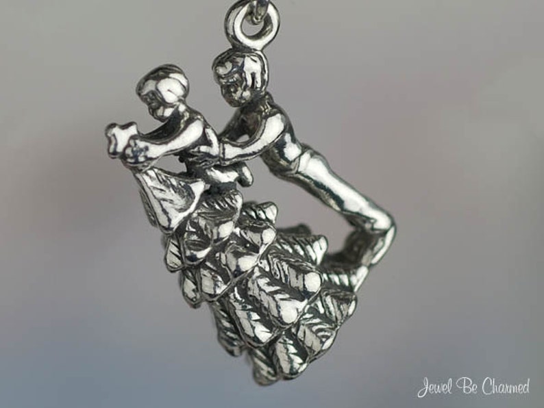 Sterling Silver Family Decorating the Christmas Tree Charm Solid .925