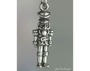 Sterling Silver Nutcracker Charm Christmas or Ballet 3D Solid .925