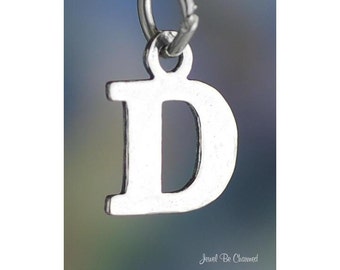 Sterling Silver Small Letter D Charm Initial Capital Letters Solid 925