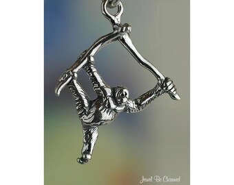 Sterling Silver Orangutan Charm Primate in Tree Great Ape 3D Solid 925