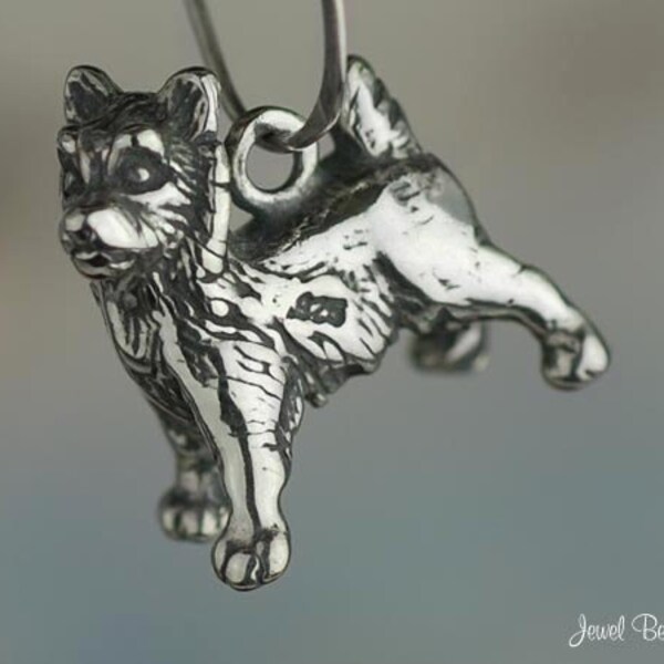 Sterling Silver Yorkshire Cairn or Norwich Terrier Charm 3D Solid .925