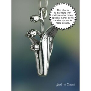 Sterling Silver Lily of the Valley Charm Spring Flower 3D Solid .925 image 2