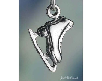Small Sterling Silver Figure Skating Ice Skate Charm 3D Solid .925