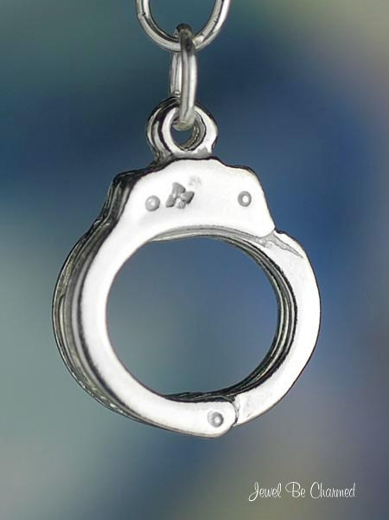 Sterling Silver Handcuffs Charm Police Law Enforcement 3D Etsy