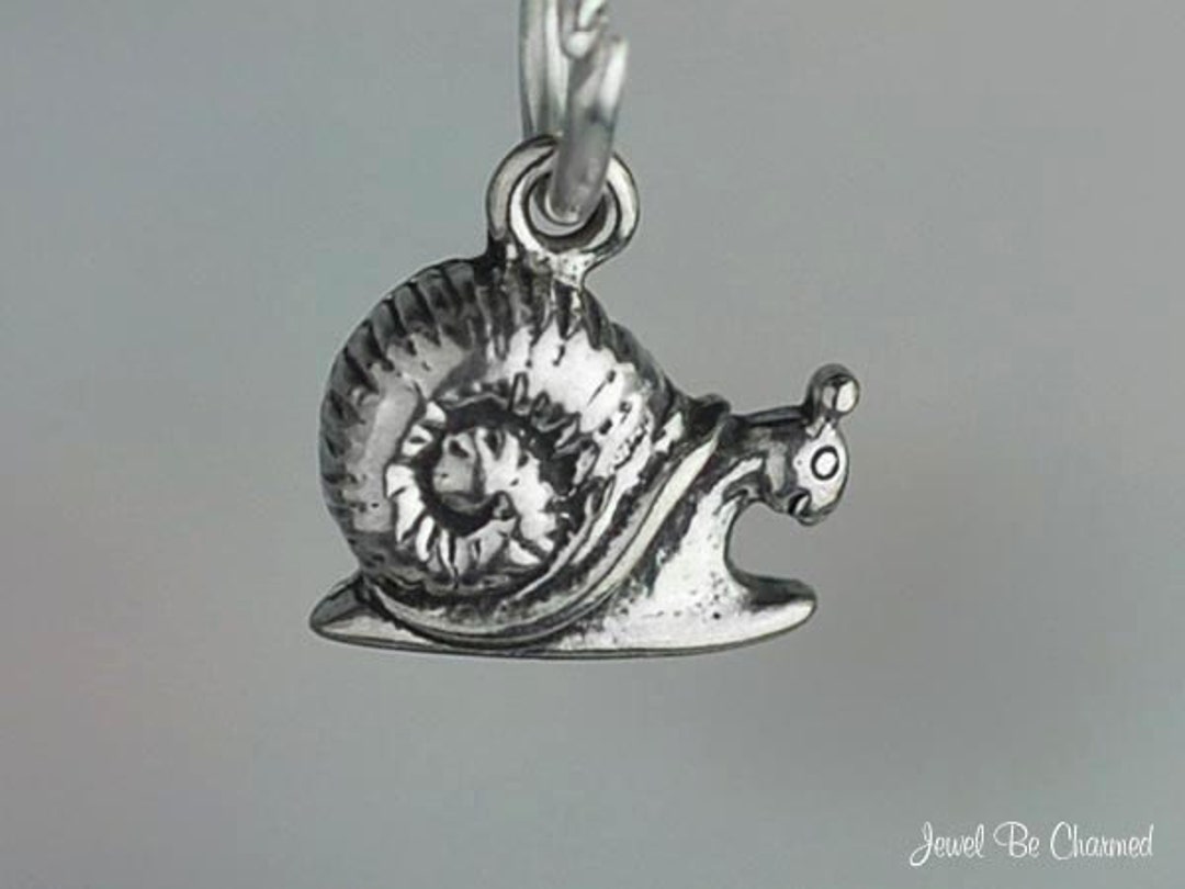 Miniature Sterling Silver Snail Charm Happy Snails Tiny Solid Etsy