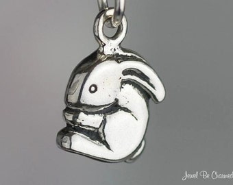 Small Sterling Silver Cute Cuddly Bunny Charm Rabbit Tiny Solid .925