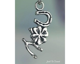 Sterling Silver Good Luck Charms Clover Wishbone Horseshoe Solid .925