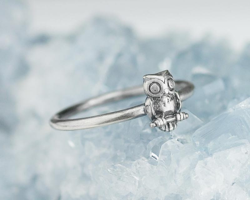 Sterling Silver Owl Ring Solid .925 Night Owl Rings Custom Sizes