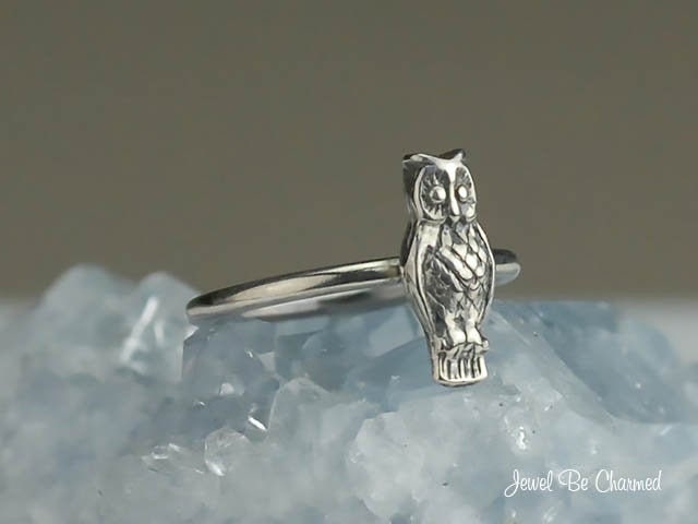Sterling Silver Narrow Owl Ring Solid .925 Hoot Owl Rings Custom Sizes