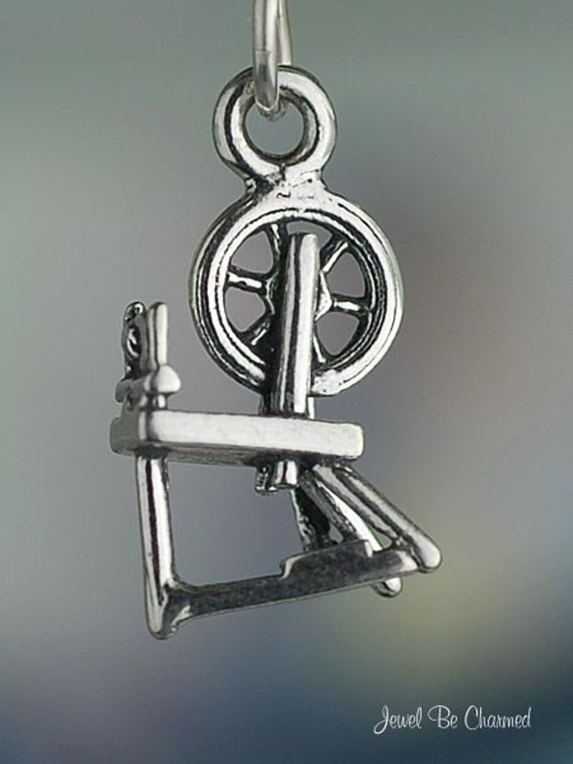 Sterling Silver Spinning Wheel Charm for Spinning Yarn 3D Etsy