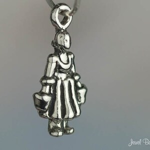 Sterling Silver Maids a Milking Charm 12 Days of Christmas Solid .925