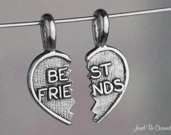 Sterling Silver Two Piece Best Friends CHARM or PENDANT Solid .925