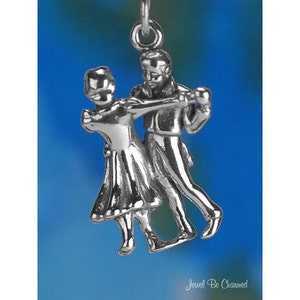 Sterling Silver Dancing Couple Charm Man Woman Dancers 3D Solid .925