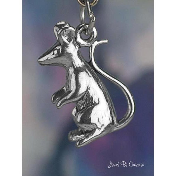 Sterling Silver Rat Charm Rodent Animal Pet Rats 3D Solid .925