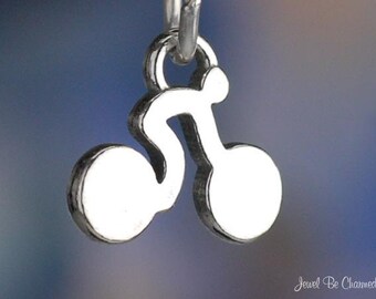 Sterling Silver Bike Rider Charm Bicycle Racer Small Solid .925