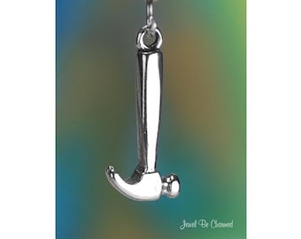 Sterling Silver Claw Hammer Charm Tool Hammering Nails Wood Solid .925