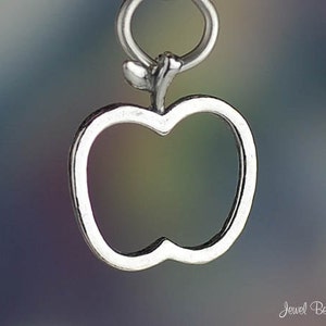 Sterling Silver Apple Outline Charm Food or For Teachers Solid .925 image 1