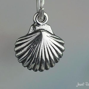 Sterling Silver Miniature Seashell Charm Clam Shell Tiny Solid .925