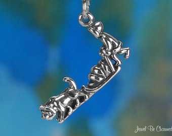 Sterling Silver Musher Sled Dog Charm Husky Malamute 3D Solid .925
