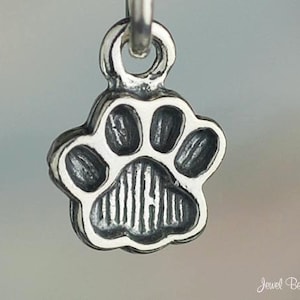 Sterling Silver Miniature Paw Print Charm Pawprint Dog Cat Solid .925