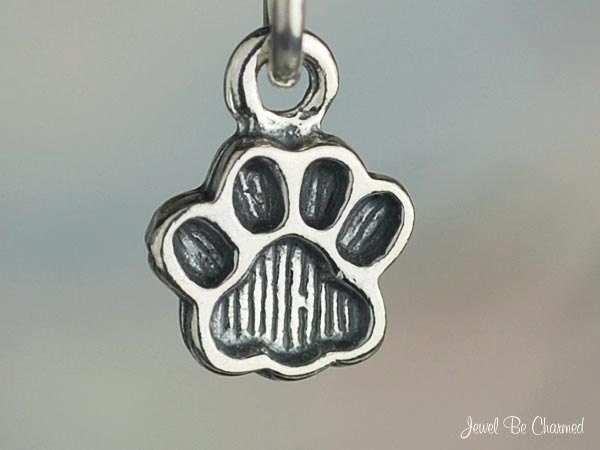 Sterling Silver Miniature Paw Print Charm Pawprint Dog Cat Solid .925
