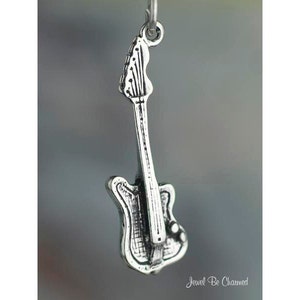 Sterling Silver Electric Guitar Charm Music Guitarist 3D Solid .925