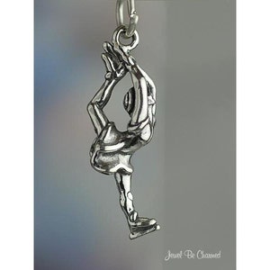 Sterling Silver Figure Skater Charm Female Ice Skating 3D Solid .925